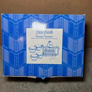Dept. 56 Storybook “Humpty Dumpty” Handpainted Teapot & Cups